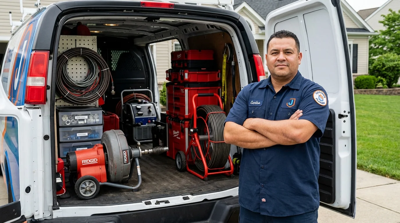 Professional drain cleaning equipment and Johns Plumbing LLC plumber in Kyle