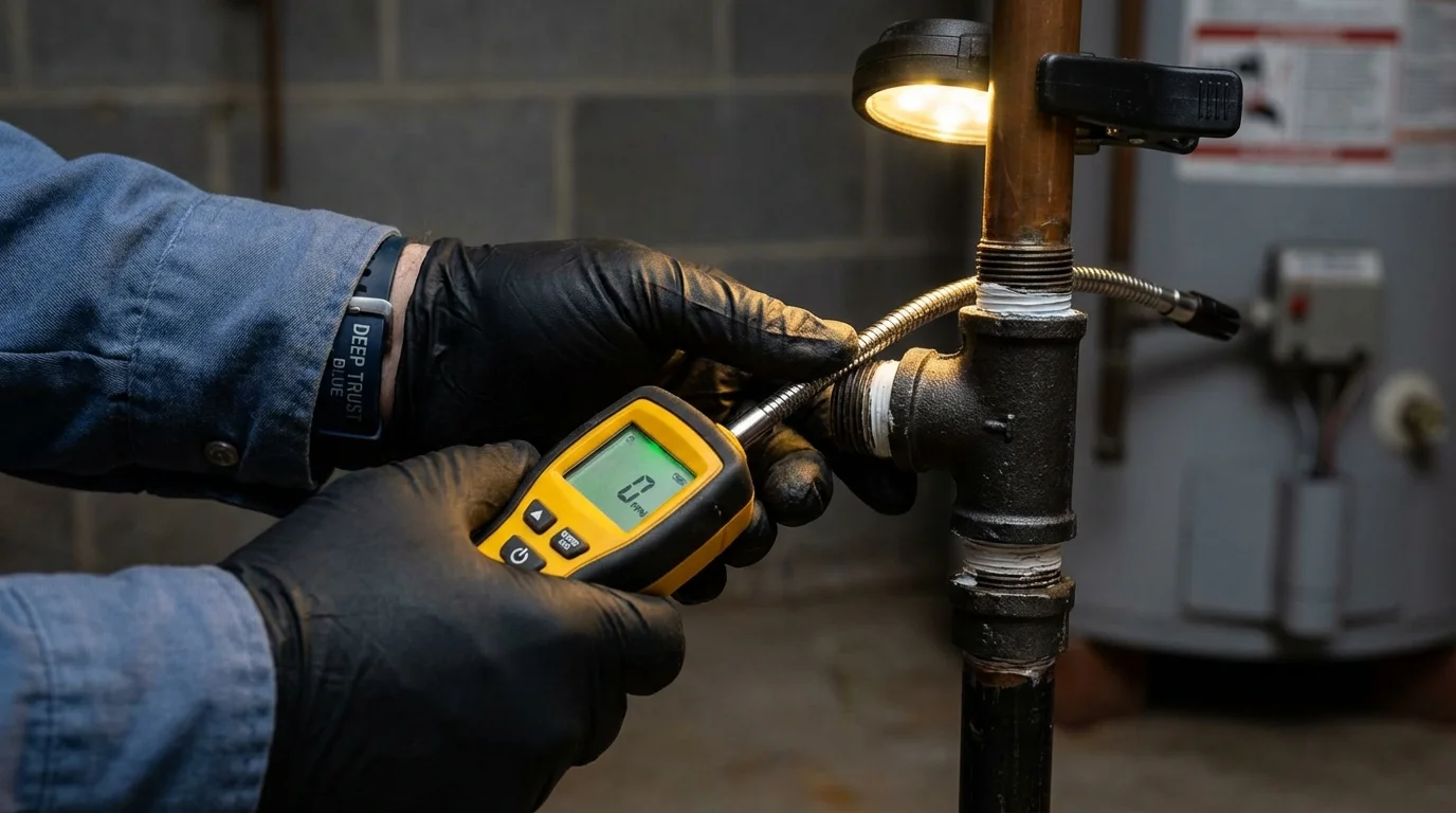 Gas leak detection with electronic sniffer by Johns Plumbing LLC in Kyle