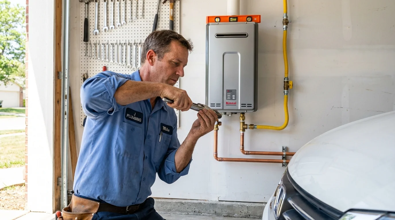 Tankless water heater installation by a Johns Plumbing LLC plumber in Kyle